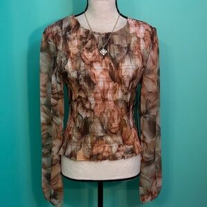 Haute Monde Autumn Tones Long Sleeve Blouse